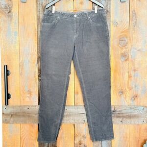 Eddie Bauer Womens Boyfriend Fit Corduroy Pants Dark Grey Straight Leg Size 14